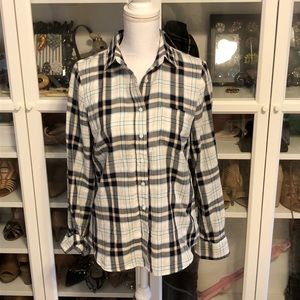 J. Crew Factory Herringbone Plaid Button Down Too